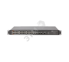 Коммутатор управляемый L2, PoE, 24x100 Мб/с RJ45, 2x1000 Мб/с, 2xSFP, 240 Вт