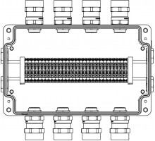 Взрывозащищенная клеммная коробка из алюминия TBE-A-18 -(30xCBC.4) -4x6018ANSBKGM2SB(A) - 2xPBMB(B) - 4x6018ANSBKGM2SB(C) - 2xPBMB(D)1Ex e IIC Т5 Gb / Ex tb IIIC T95°C Db IP66