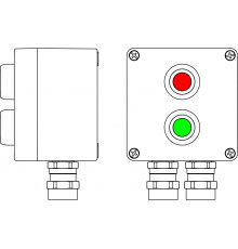Взрывозащищенный пост управления из алюминия CPE-A-12 -(1xP1G(11) -1xP1R(11)) - 2x6018AASBKGM2SB(C)1Ex d e IIC T6 Gb / Ex tb IIIC T80°C Db IP66