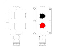 Взрывонепроницаемый пост управления из алюминия LCSD-02-B-MC-P1B(11)x1-P1R(11)x1-PCMB-KAEPM3MHK-26