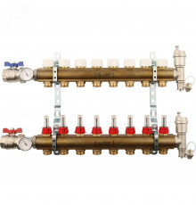 Коллекторная группа латунная 1' на 8 выходов со встроенными расходомерами