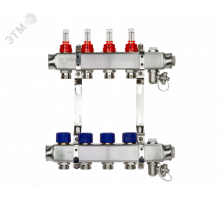 Коллекторная группа SSM-12RF set 12 контуров 1' x 3/4' с расходомерами и кронштейнами