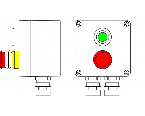 Взрывозащищенный пост управления из алюминия CPE-A-12 -(1xP1G(11) -1xP3E(11)) - 2x6018AASBKGM2SB(C)1Ex d e IIC T6 Gb / Ex tb IIIC T80°C Db IP66
