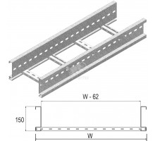 Кабельный лоток лестничного типа серии HEAVY, высота - 150 мм, ширина - 500 мм, длина - 6000 мм, кратность - 6м, I6 - Нержавеющая сталь (316)
